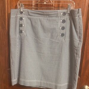 Talbots Striped Black and White Button Skirt